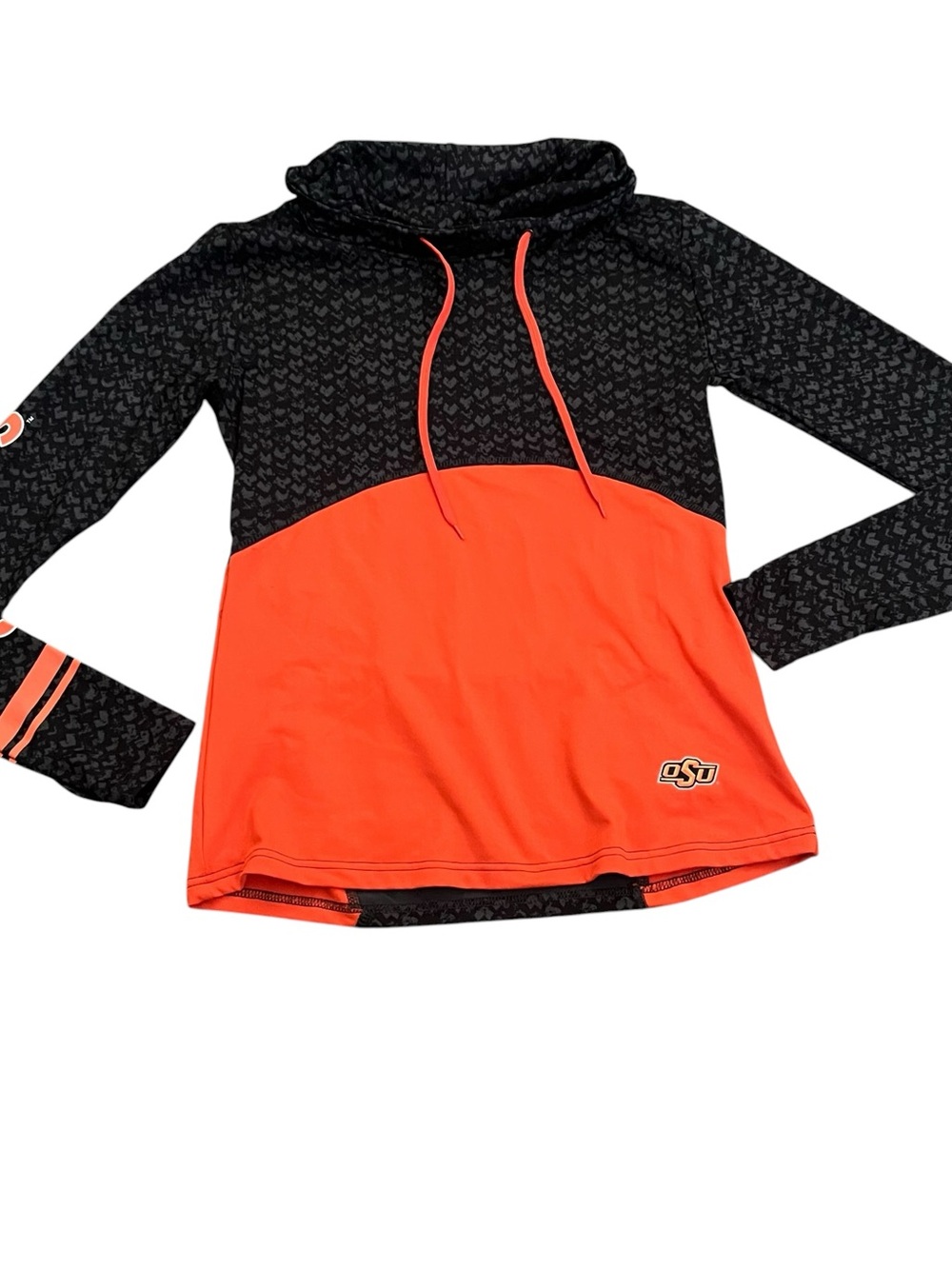 Oklahoma State University Women’s Black & Orange Pullover Cowl Hoodie Size M